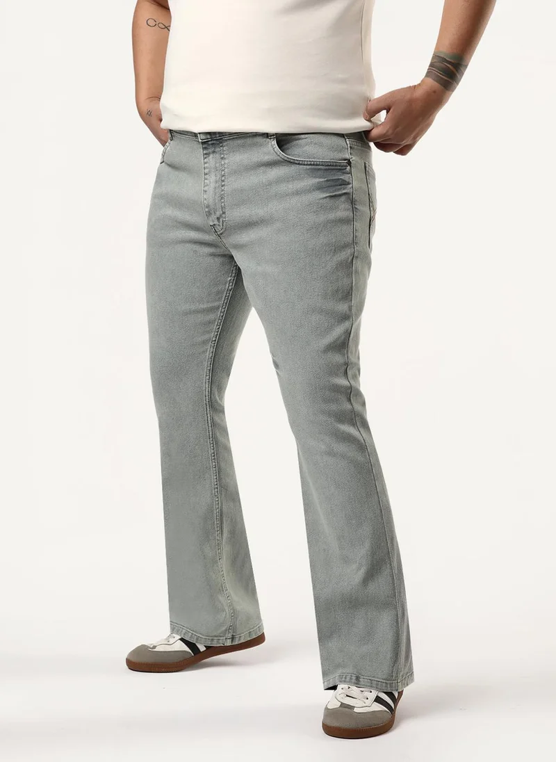 Urbano Fashion  Urbano Plus Men's Ice Grey Bootcut Fit Mid Rise Acid Wash Jeans Stretchable for Men | Best Price UAE